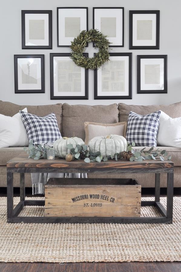 Farmhouse style living room with fall decorating touches Farmhouse style living room with fall decorating touches